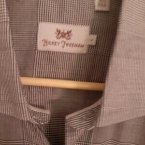 hickey freeman shirt mens l gray black white cotton dress shirt mens large